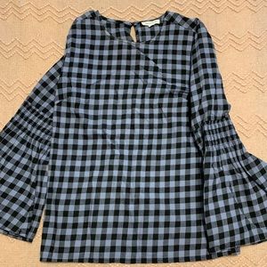 Blue and Black Plaid Top